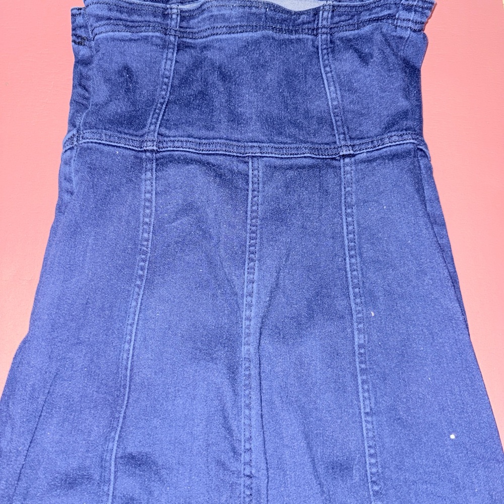 Pilcro by Anthropologie Strapless Navy Jean Dress size medium with back split - Picture 7 of 12